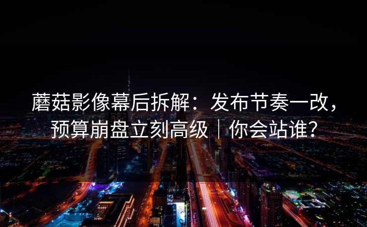 蘑菇影像幕后拆解：发布节奏一改，预算崩盘立刻高级｜你会站谁？