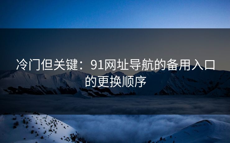 冷门但关键：91网址导航的备用入口的更换顺序